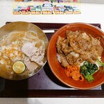 肉のヤマキ商店 - カルビ焼肉丼(小)と冷やし豚しゃぶ冷麺(ハーフ)