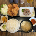 わ楽 - トビウオのなめろう&ヒラメフライ・豚ヒレカツ定食 1,200円税込　R4.7.9