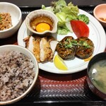 Ootoya - 大戸屋定食（鶏つくねともろみチキンの炭火焼き）¥990 納豆 ¥90