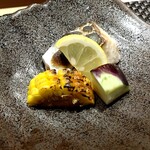 名駅 鮨 Sublime - さわら、水ナス、とうもろこし