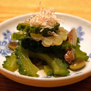 高太郎 - お通し　　有機野菜と大豆のおひたし