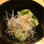 並木橋なかむら - お通し、白魚とちぢみほうれん草のお豆腐