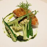 リストランテ ラ ソリア - 真鯛のパン粉焼きと茄子のトマト煮（2022.6）