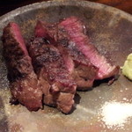 おにく 花柳 - 13.03.25 常陸牛らんぷの炭火焼ステーキ・山葵塩 卸ポン酢