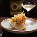 福星 - 但馬鶏の蒸し鶏 みょうが･しょうが添え