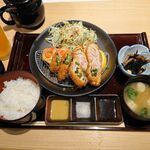 Kushitei - 霧島豚ロースのロールカツと季節のフライ御膳 税込1200円