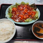 味楽 - 海老のチリソース定食