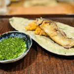 京天神 野口 - ☆鮎の炭火焼き、南波かき揚げ、蓼酢