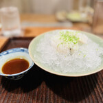 京天神 野口 - ◎ハモ（淡路島）の落としは梅肉醤油を付けて頂く。美味い❗️