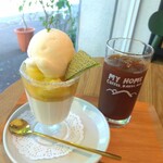 My Home Coffee, Bakes, Beer - ■メロンのパンナコッタサンデー
      ■アイスコーヒー