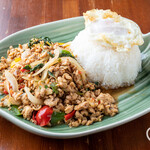 Chicken Gapao with rice and fried egg