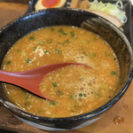 高なべ - 旨辛味噌つけ麺：つけ汁アップ♪