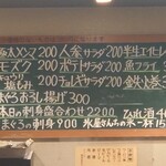 いね鮨 - 正面右側の壁、生け簀の上のメニュー