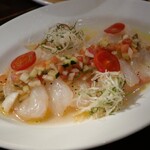 恵比寿山の上バル - 真鯛のカルパッチョ 彩り野菜のソース添え