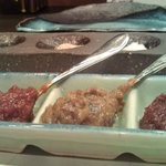 天ぷら　酒菜　醍醐 - ニンニク　バッケ　ネギ味噌の盛り合わせ。