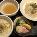 鴨出汁中華蕎麦 麺屋yoshiki - 塩つけ蕎麦＋浅利リゾット