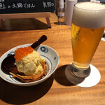 Koryouribaru Dome - ポテトサラダとビール。