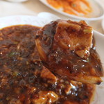 四川料理 桃源郷 - たっぷり食べたい派ランチ　１７００円　四川麻婆豆腐　激辛のアップ　【　２０１３年３月　】