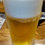 大衆焼肉ホルモン 溝の口 ひゃくてん - まずは、生ビール (中) で乾杯 ¥528