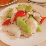 四川料理 桃源郷 - おすすめＢランチ　２５００円　鶏肉ともんごういかの薄塩炒め　【　２０１３年３月　】