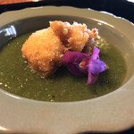 鰻花房 - ハモの万願寺唐辛子すり流し