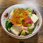 お食事処 だんらん日和 - 本日のランチ(\1,650) 副菜（夏野菜とイカと豆富のマリネ 最後の一滴ジュレ添え）