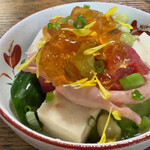 お食事処 だんらん日和 - 本日のランチ(\1,650) 副菜（夏野菜とイカと豆富のマリネ 最後の一滴ジュレ添え）