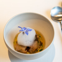 レストラン オオツ - 2022.7 那珂湊産白ツブ貝とアワビ茸のフラン