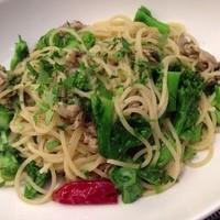 リストランテ ラ チャウ - ランチメニューAコースの牡蠣と菜の花のスパゲッティ