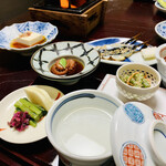 延楽 - 朝食　岩塩で炊き上げたおかゆが美味