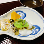 延楽 - 蒸し鮑と水蛸　土佐酢