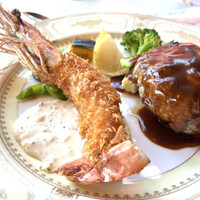 海の舎 - クラシックハンバーグと海老フライ