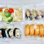 ことぶき - ばってら　200円、いなり　250円、天巻　250円、サラダ　150円×2