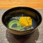 丸新 - 海胆の帆立真薯と蓴菜の椀