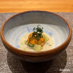 丸新 - 白瓜の摺流しに翡翠茄子にバフン海胆の冷やし鉢