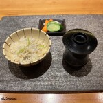 丸新 - 白魚の炊込みごはんと糠漬と赤だし椀