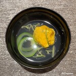 丸新 - 海胆の帆立真薯と蓴菜の椀