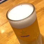 くまねこ食堂 - 生ビール(ｻｯﾎﾟﾛ黒ﾗﾍﾞﾙ)（￥500）