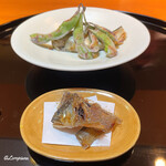 らん亭～ 美日庵 - 焼鮎と焼夏豆と頭部と尻尾の素揚げと骨煎餅