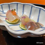 らん亭～ 美日庵 - 京都 丹後産の真鯛と大分 豊予産の関鯵の造り