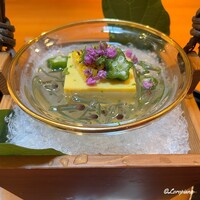 らん亭～ 美日庵 - 玉蜀黍豆富と蓴菜にオクラと穂紫蘇