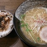 麺屋 天孫降臨 - 2013.3.26　らー麺ごはんセットの天降しおらー麺とチャーシュー小丼で880円
