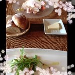 Les Queues - 前菜
                                ①福井ポーク自家製ロースハム
                                ②カンパチのカルパッチョとクスクス