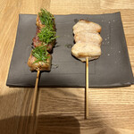 Nanba Yakitori Porc - 博多の野菜巻きのイメージで山芋豚バラ頼んだらかなりの薄皮でびっくりした　草