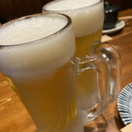 吉祥寺 餃子番長 炎のもつ家 甚家 - お久しぶりですってこんなビールジョッキ撮影対策