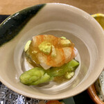 食堂こなん - 車海老 アスパラガス 枝豆のジュレ