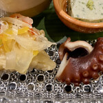 食堂こなん - 鱧の南蛮漬け 蛸の柔らか煮 モロヘイヤの豆乳寄せ