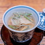 肉割烹 上 - 鮑と蓴菜の茶碗蒸し