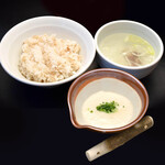 Barley rice & grated yam & tail soup