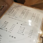 寿し芳 - メニュー。